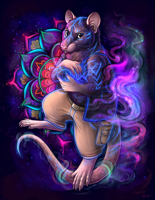 2 complex (mandala, wisps/electricity/glowing markings) = $250